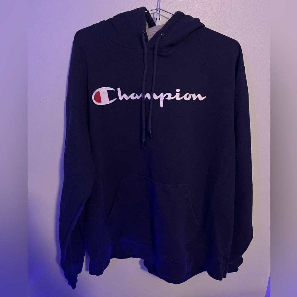 Mens Champion Hoodie Navy Blue XL